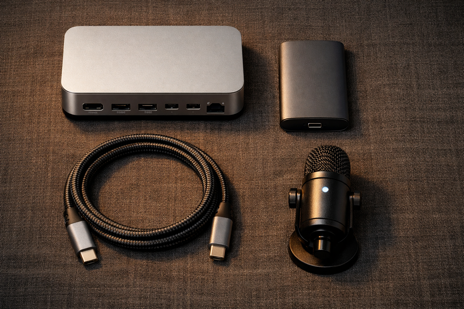 Accesorios Thunderbolt 5 para Mac Studio M5 Ultra: hub CalDigit, SSD externo Samsung y LaCie