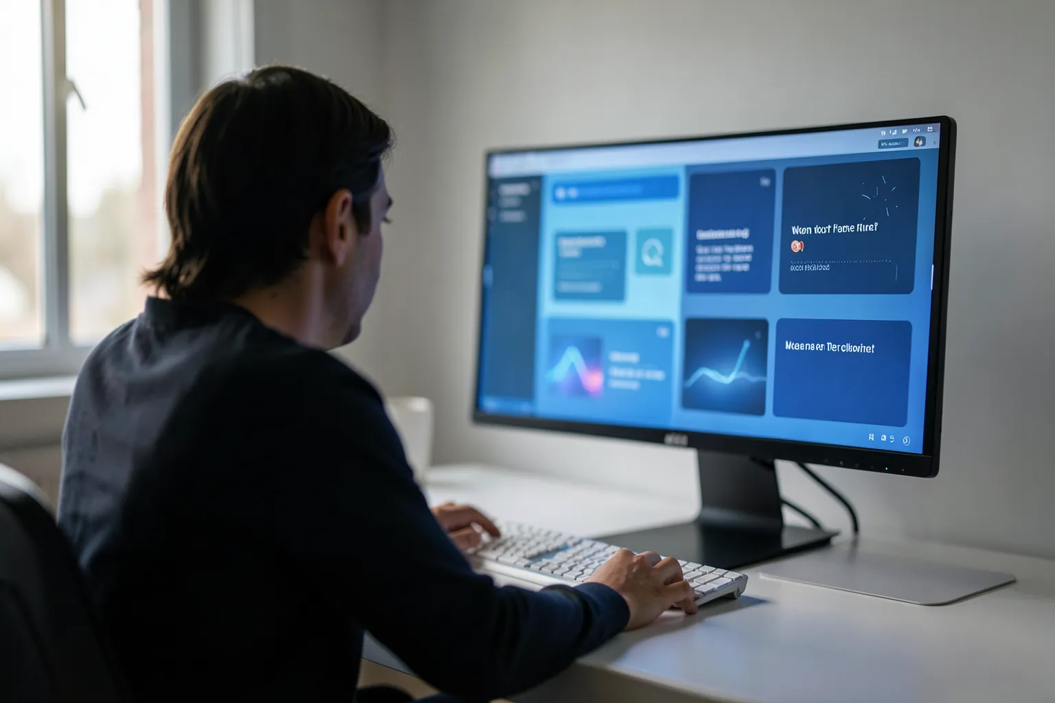 Persona trabajando con un asistente de inteligencia artificial en una pantalla
