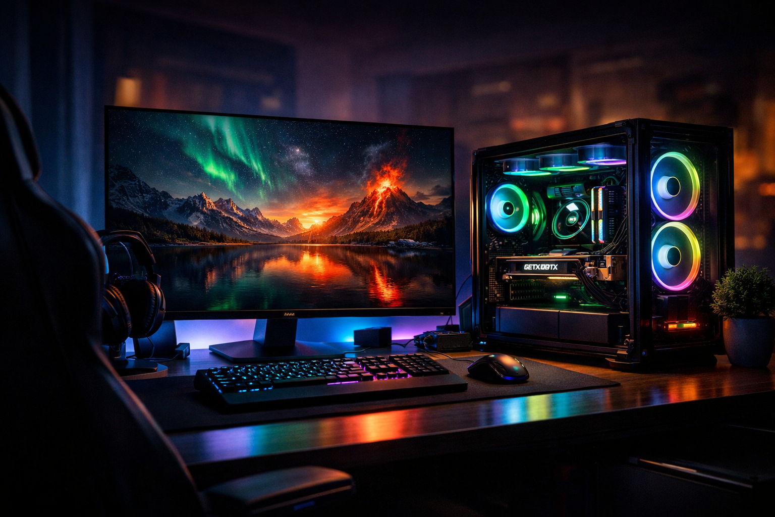 Monitor gaming OLED encendido mostrando imágenes con HDR activado en un setup de PC gaming 2026