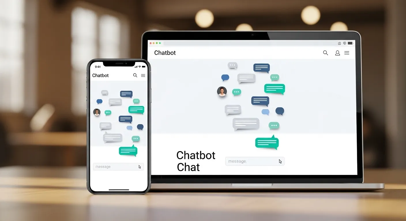 Chatbot con IA integrado en una página web mostrando conversación