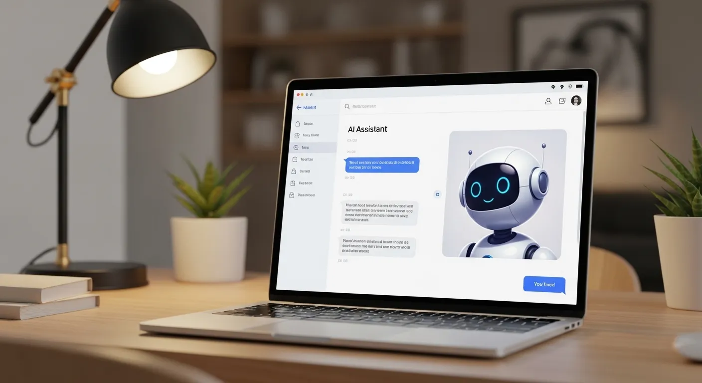 Interfaz de chatbot con inteligencia artificial en una pantalla moderna