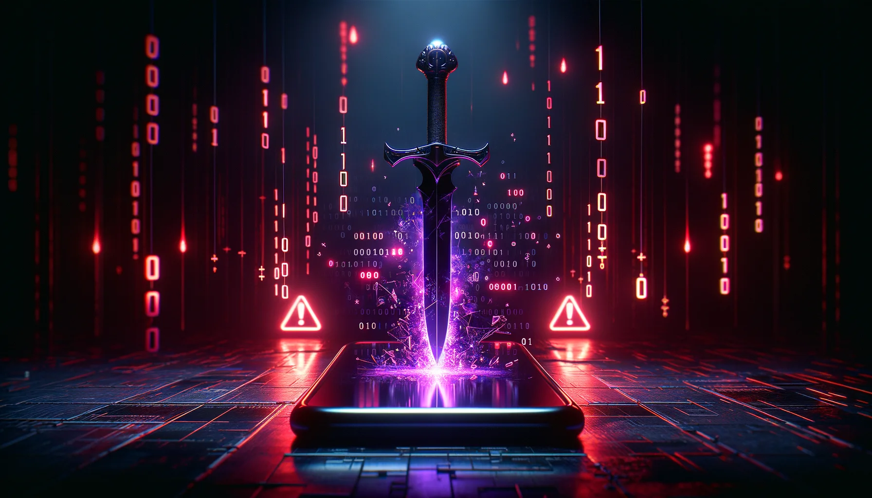 Representación visual del spyware DarkSword atacando un iPhone con estética de ciberseguridad