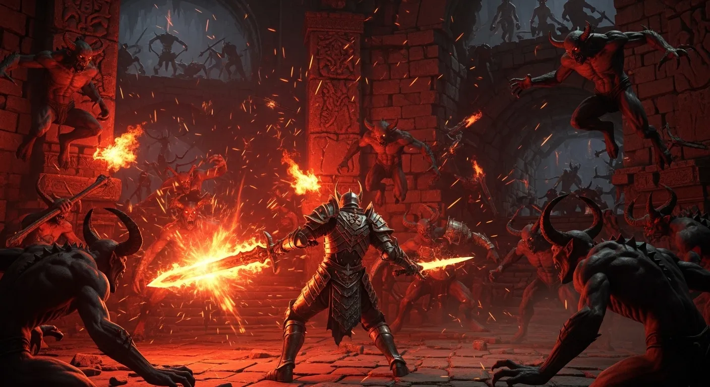 Batalla épica contra oleadas de demonios en el modo Echoing Hatred de Diablo IV