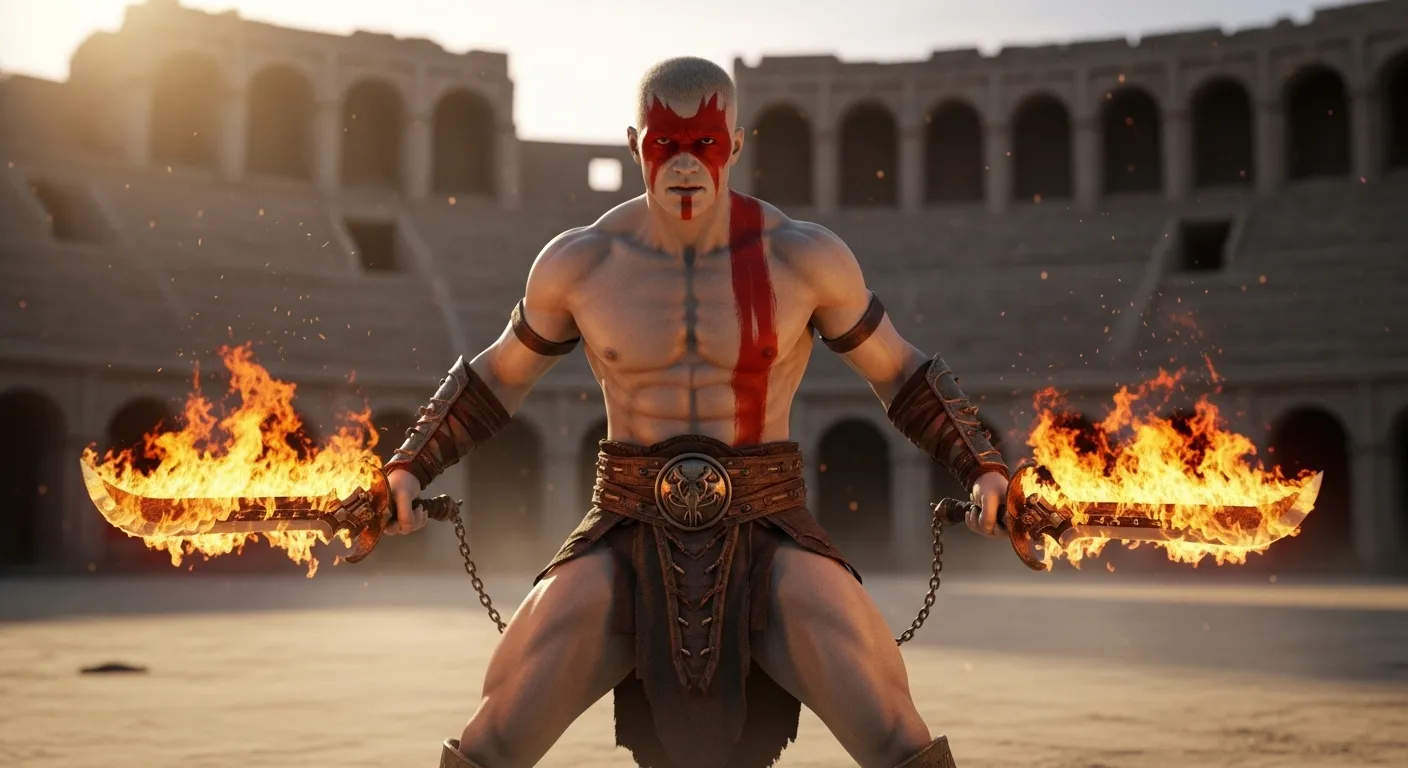 Kratos, el protagonista de God of War, con sus icónicas Blades of Chaos