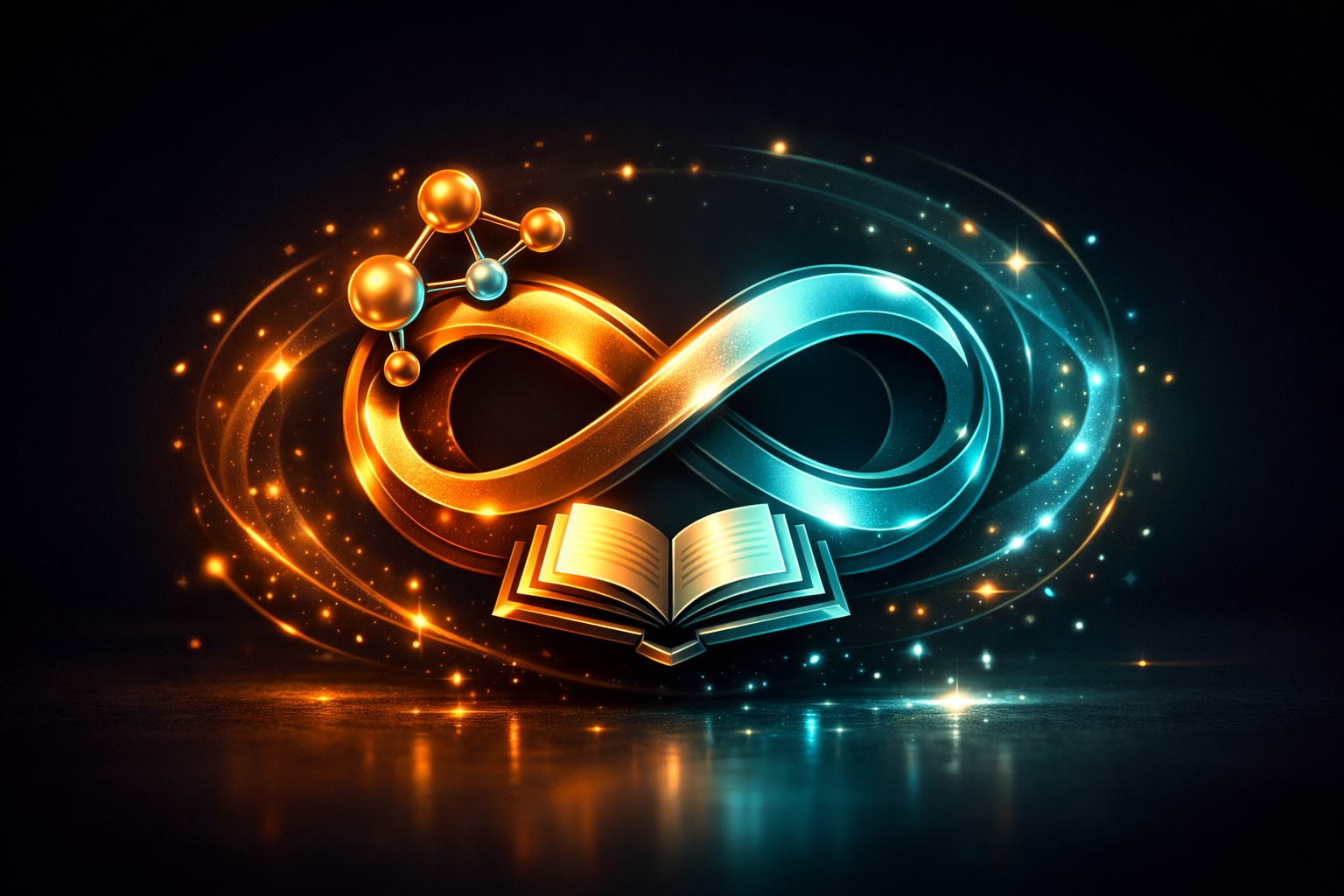 Ilustración conceptual del emblema y misión de Discovery Loop con motivo de bucle recursivo entre experimentos e IA