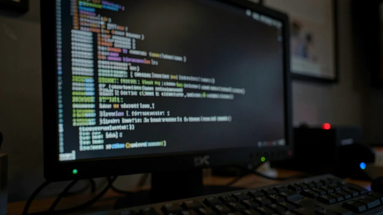 Terminal de ordenador mostrando líneas de texto desenfocadas durante la ejecución de un modelo de lenguaje en local