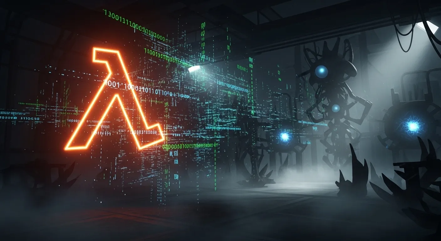 Half-Life 3 filtraciones 2026, logo de Half-Life con símbolo lambda y código HLX