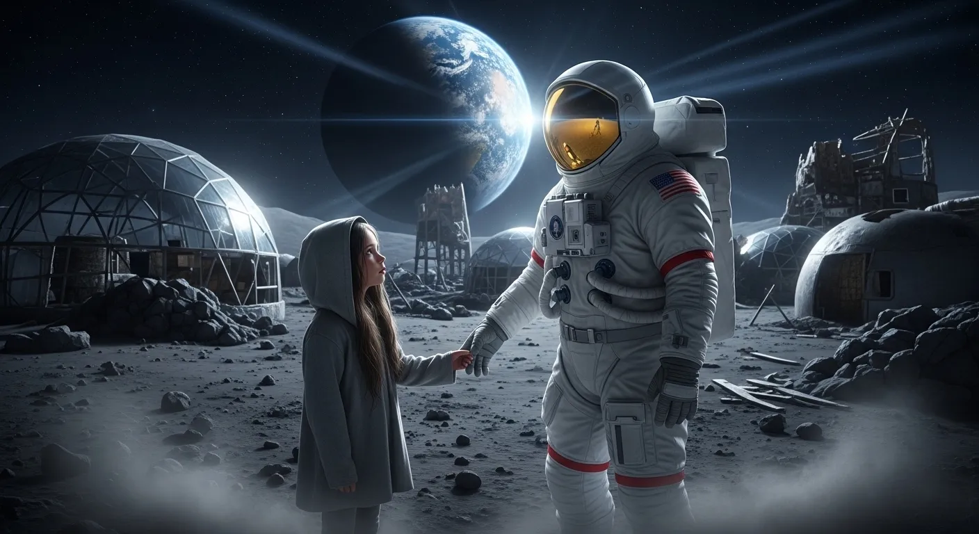 PRAGMATA de Capcom escena sci-fi lunar con Hugh y Diana