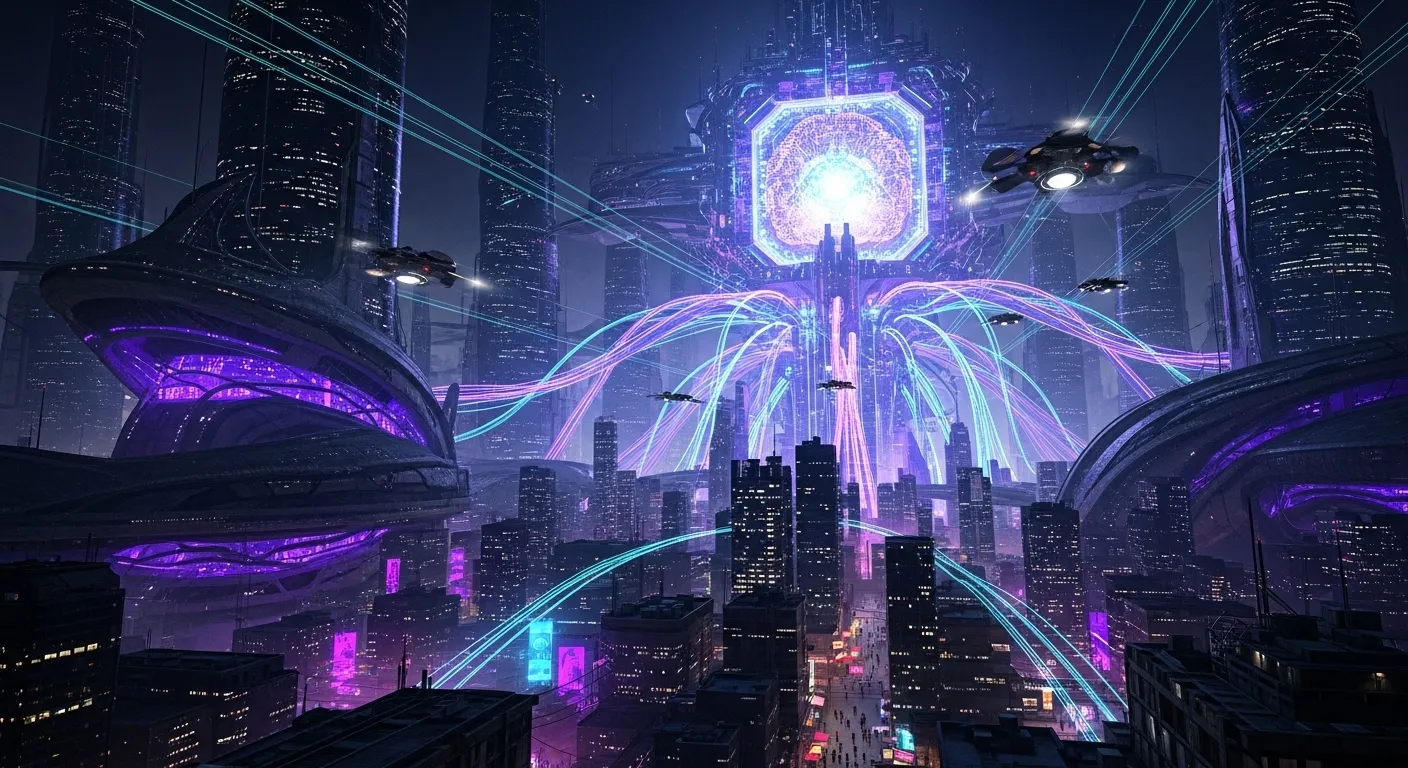 Visualización futurista de la IA conectada a múltiples herramientas mediante MCP