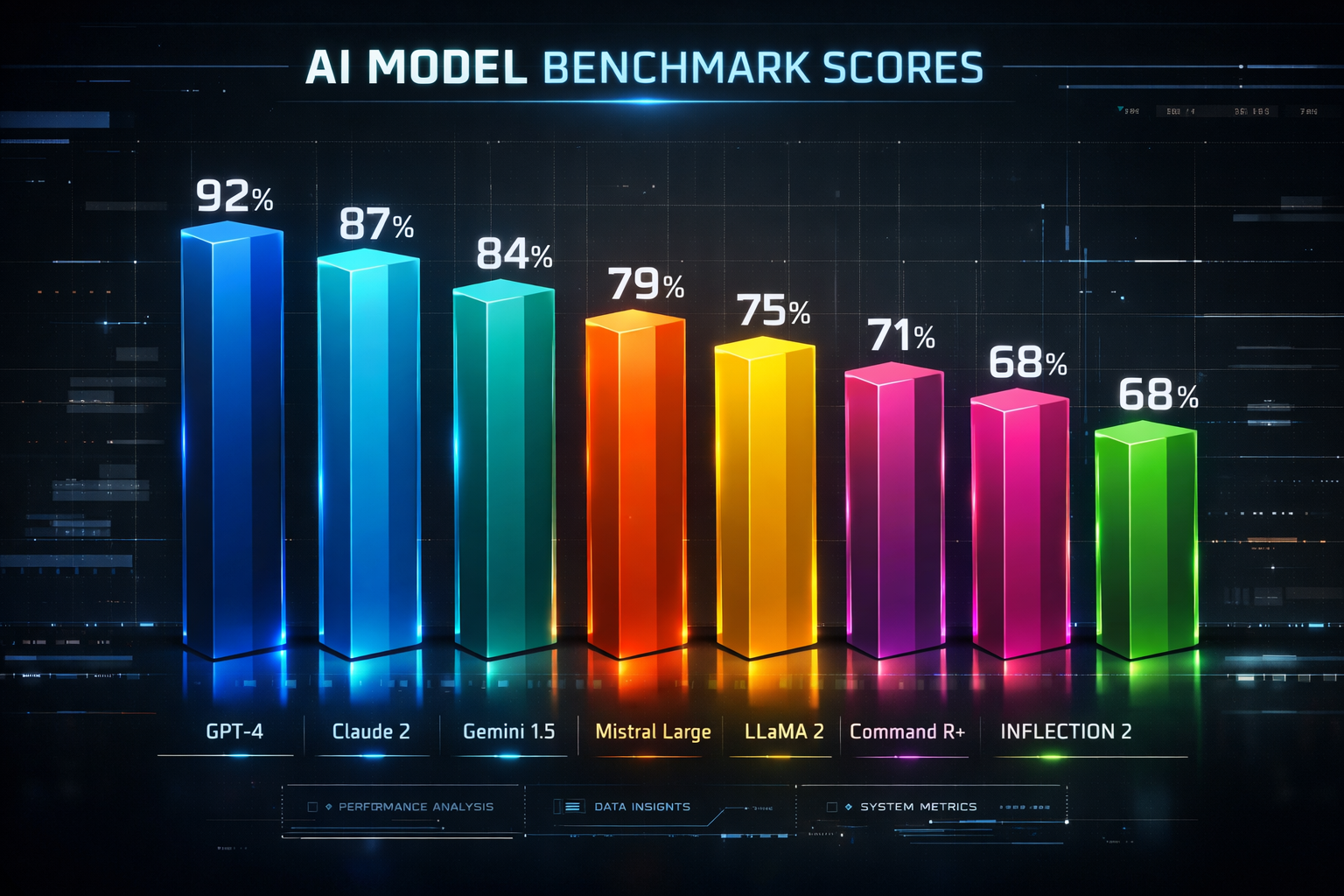 Gráfico de barras comparando puntuaciones de SWE-Bench y MMLU entre Claude Opus 5, GPT-5.6 y Gemini 3.6 Pro