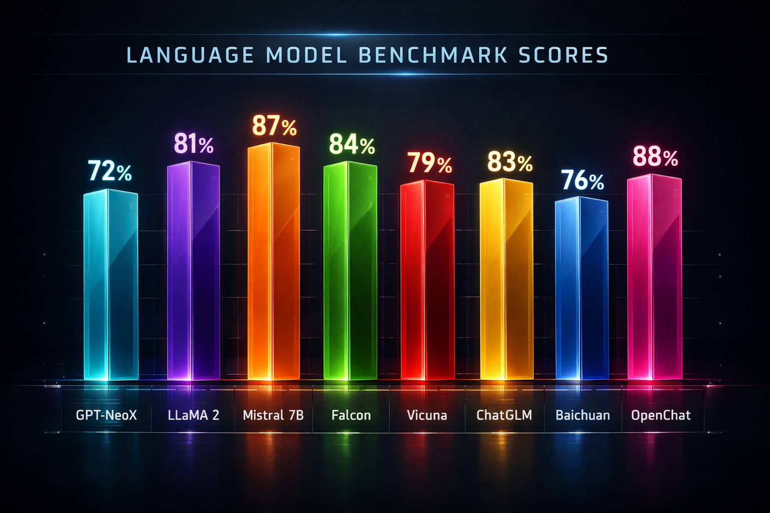Gráfico comparativo de benchmarks SWE-Bench, MMLU y GPQA de los principales modelos IA open source de 2026