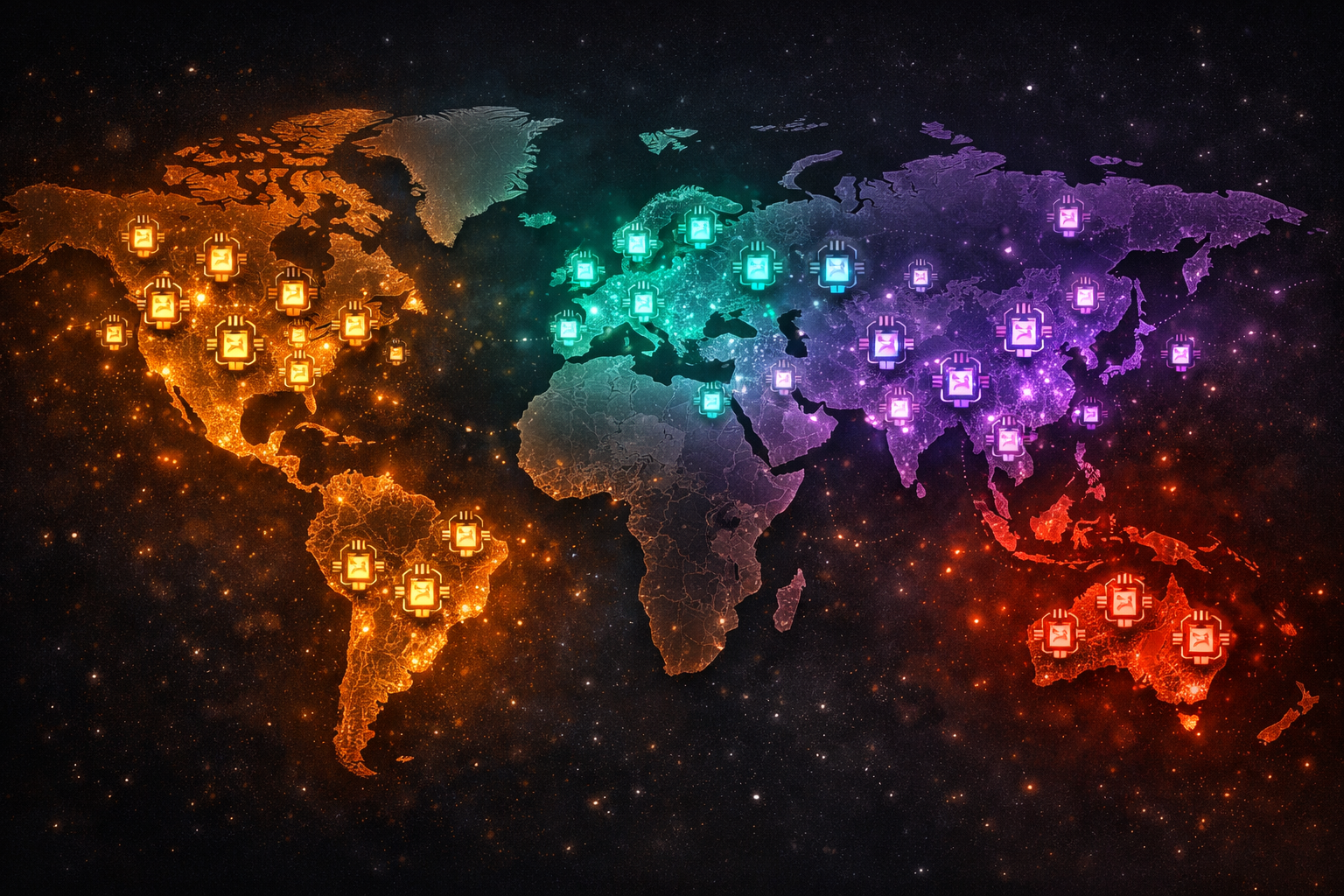 Mapa mundial con los laboratorios de IA open source: Estados Unidos, China, Francia y Corea