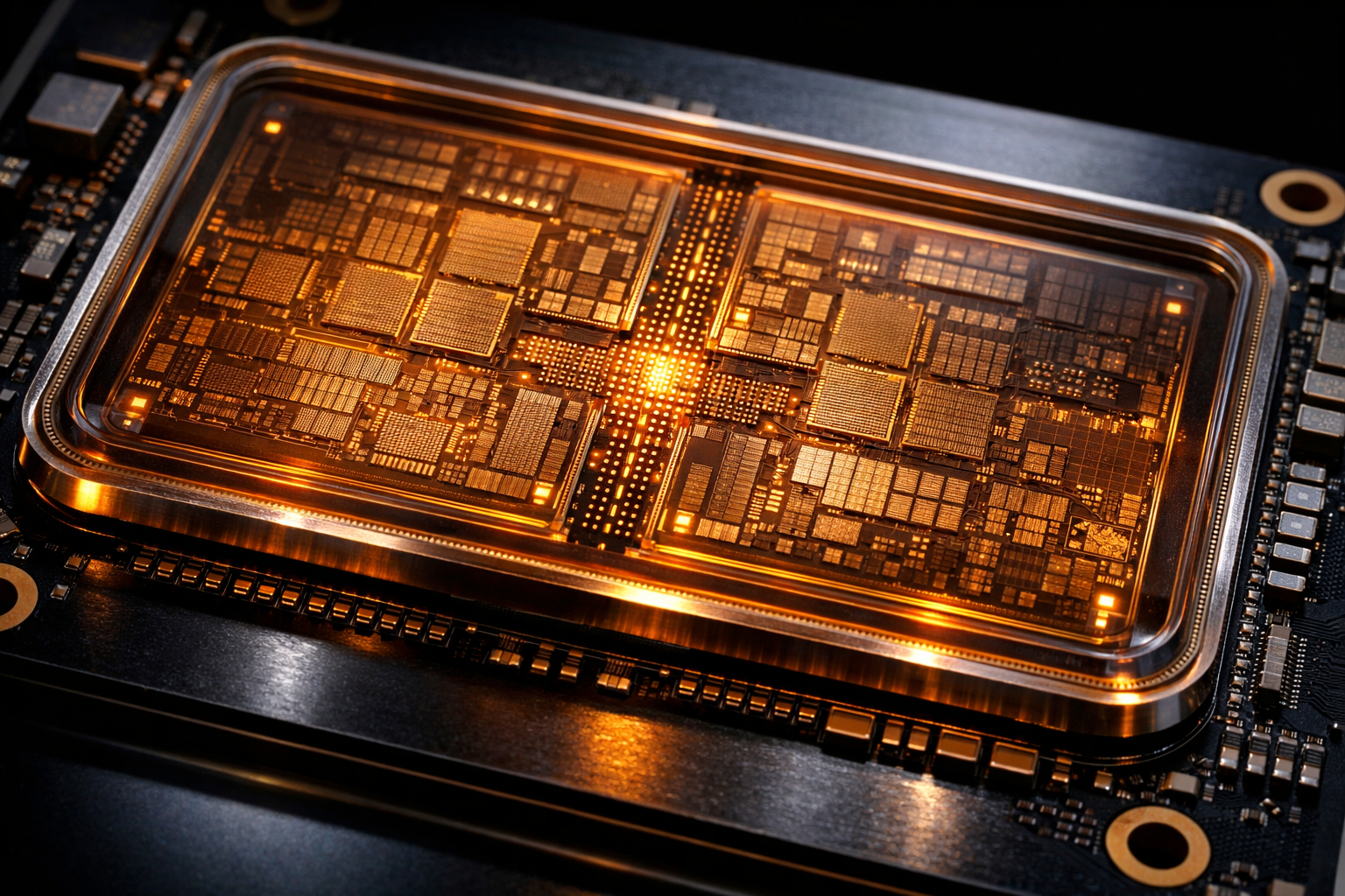 Chip Apple M5 Max con etiquetas de los Fusion Cores y la Neural Engine integrada