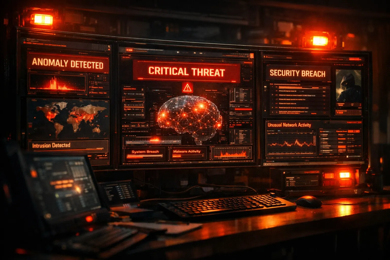 Panel de monitoreo de un modelo de IA con alertas de capacidades cibernéticas críticas
