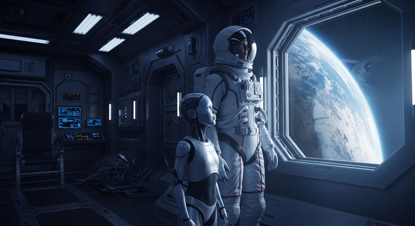 Hugh Williams y Diana en la estación lunar de Pragmata, el nuevo juego de acción de Capcom