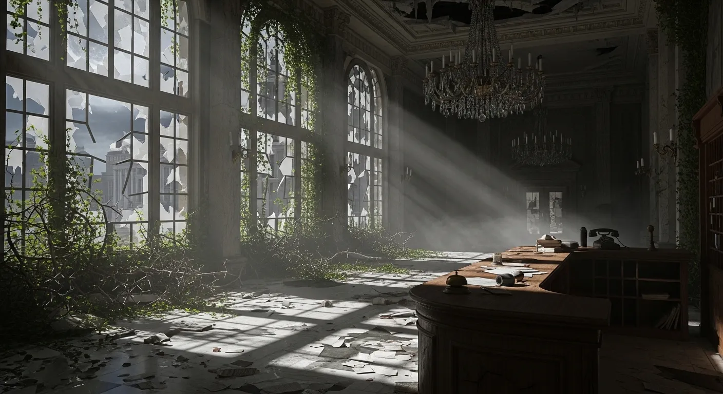 Interior del Hotel Wrenwood en Resident Evil Requiem, escenario principal del juego con ambiente de terror