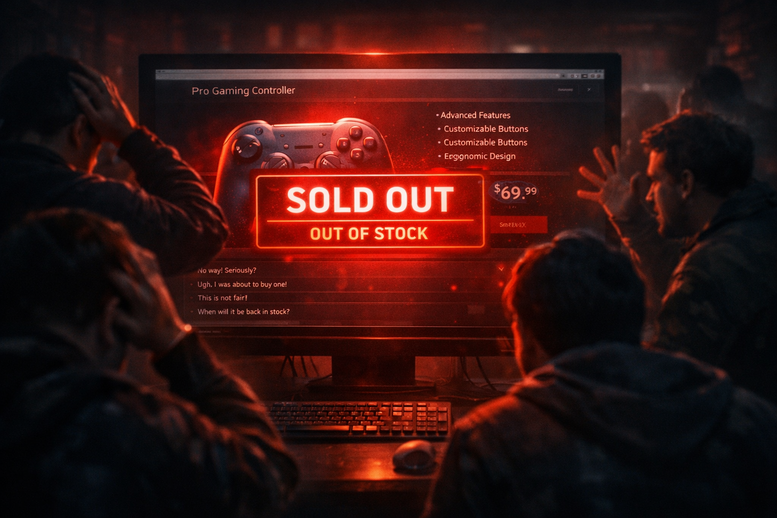 Página de Steam mostrando Steam Controller 2026 agotado con mensaje de restock pendiente