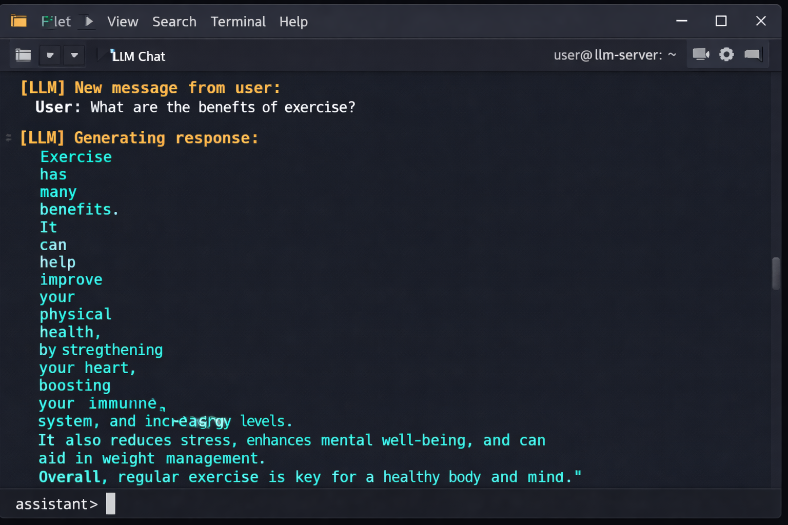 Terminal ejecutando Ollama con Llama 4 Scout y respuesta en streaming