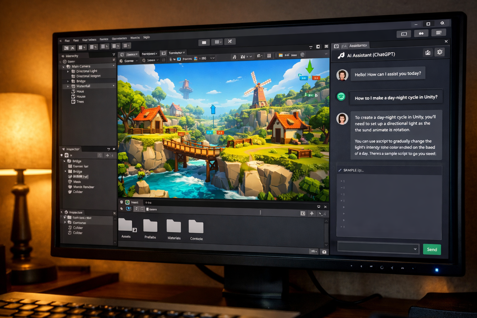 Interfaz de Unity Muse en el editor de Unity 6 mostrando el panel de IA
