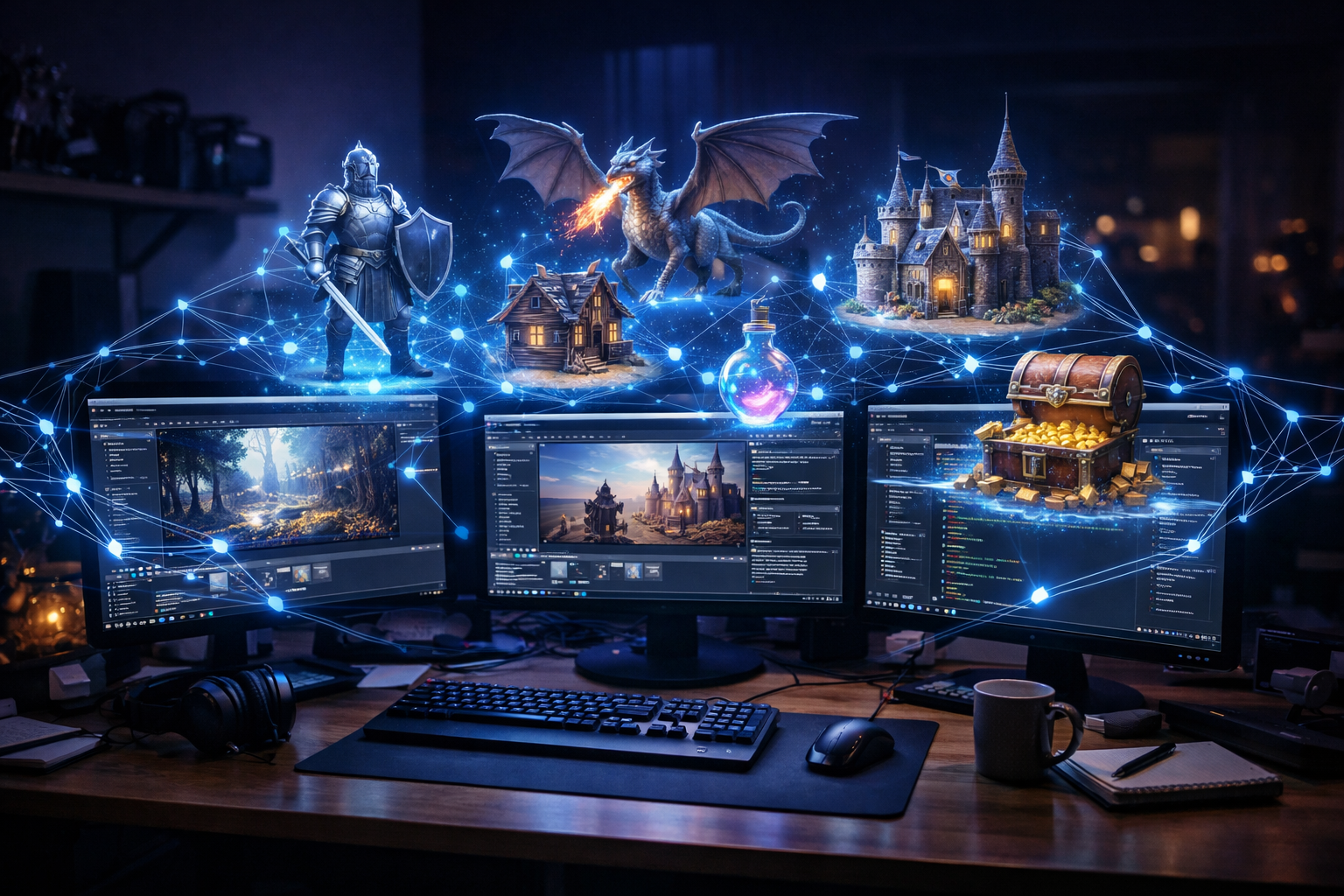 Desarrollador indie creando un videojuego con Unity Muse y herramientas de IA en 2026