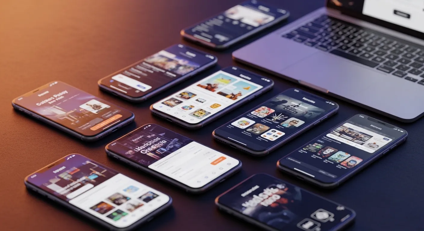 Pantallas de aplicaciones creadas con vibe coding e inteligencia artificial