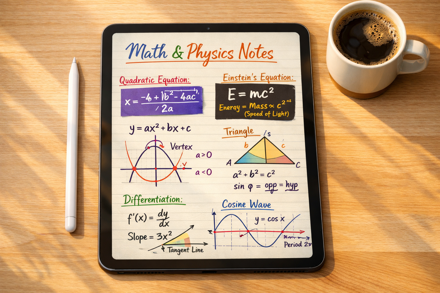 iPad Air con Apple Pencil tomando apuntes manuscritos con IA